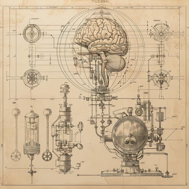 Foto un disegno di un cervello con la parola cervello su di esso