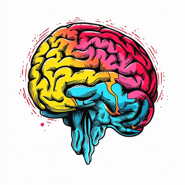 「brain」という言葉が描かれた脳の絵