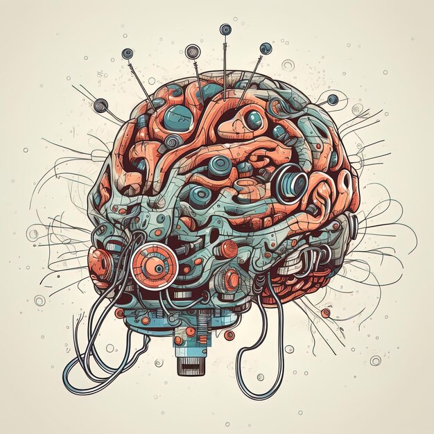 Photo a drawing of a brain with the words 