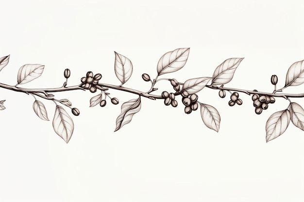 Photo a drawing of a branch with berries and leaves