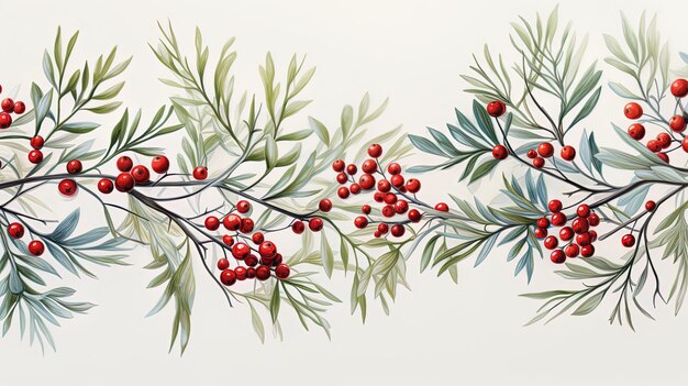 a drawing of a branch with berries and leaves.