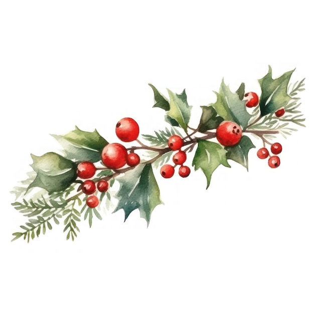 a drawing of a branch with berries and the word holly.