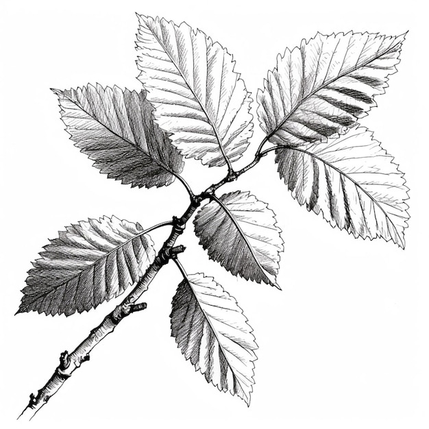 a drawing of a branch with leaves and a branch with berries generative ai