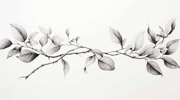 Photo a drawing of a branch with leaves on it