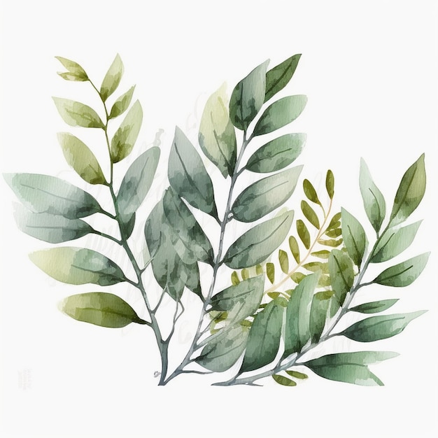 Рисунок ветки с листьями и ветки с листом на ней