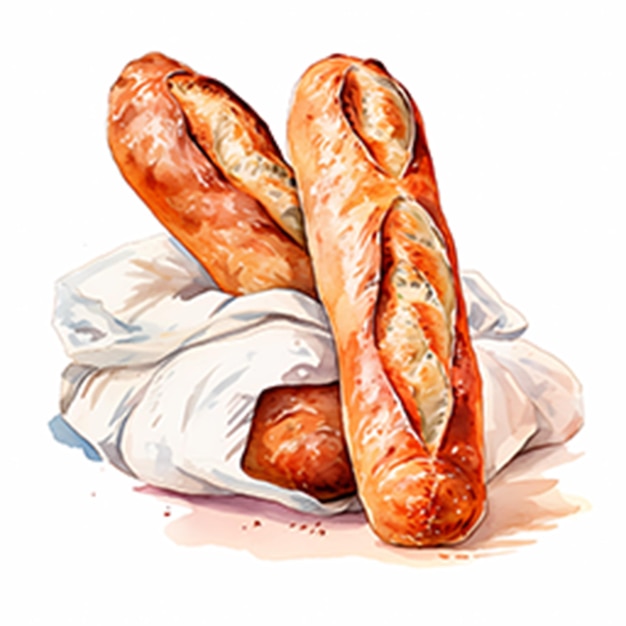 Foto un disegno di panini con un disegnare di una baguette