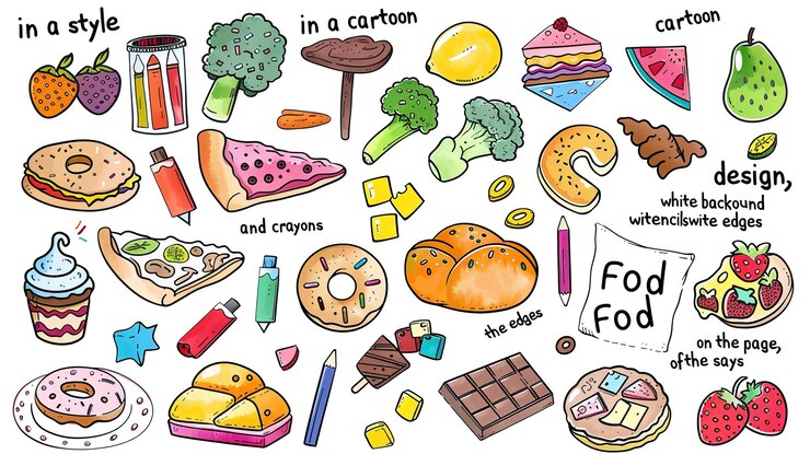 Photo ブロッコリーとカリフラワーを描いたブロッコリの絵