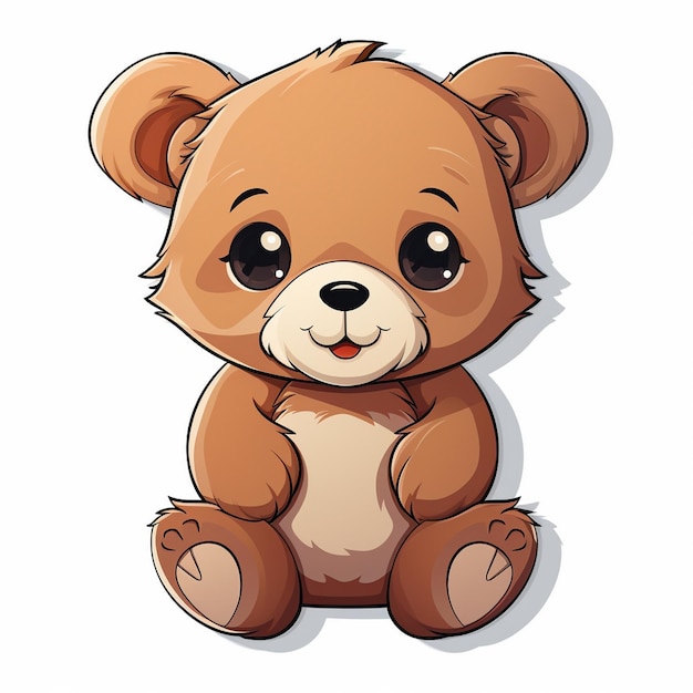 a drawing of a brown teddy bear with a white belly and a white background.