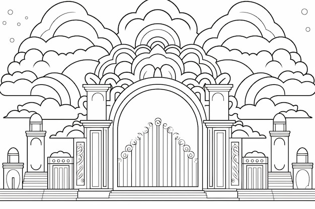 空を背景にした建物の絵