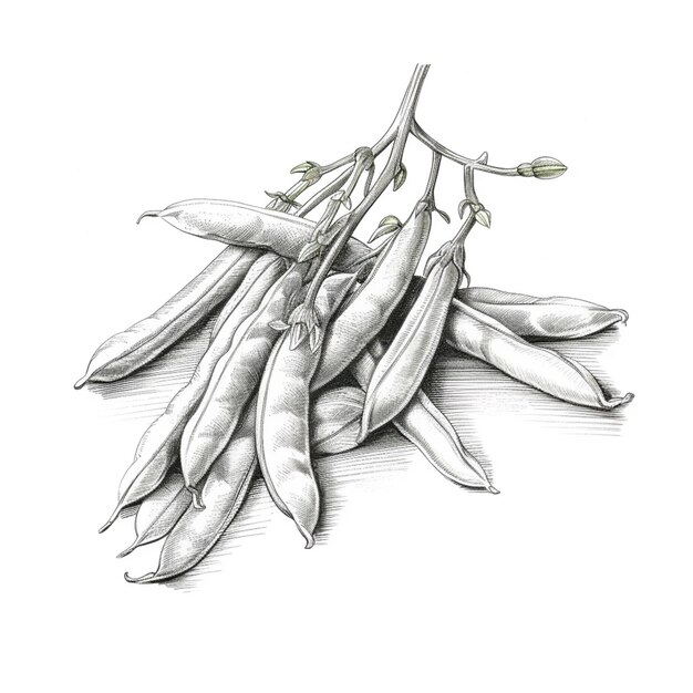 a drawing of a bunch of beans on a white surface generative ai