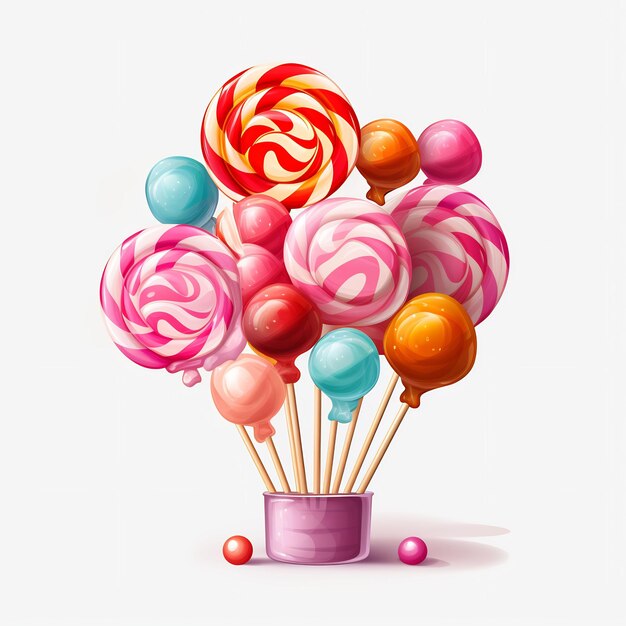 a drawing of a bunch of colorful lollipops