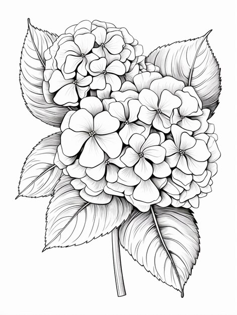 Photo a drawing of a bunch of flowers with leaves generative ai