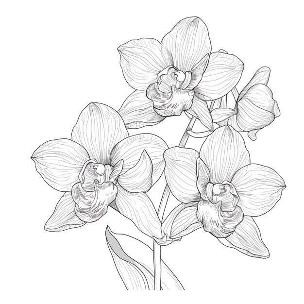 a drawing of a bunch of flowers with leaves on a white background generative ai