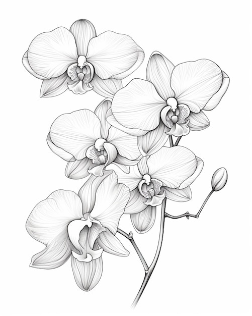 a drawing of a bunch of flowers with a stem generative ai