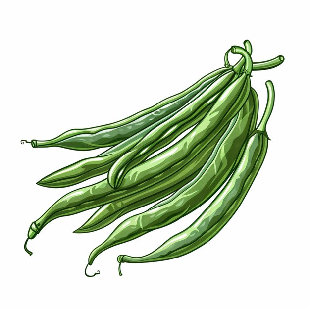 Foto un disegno di un mucchio di fagioli verdi su uno sfondo bianco generativo ai