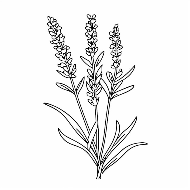 Foto un disegno di un bouquet di fiori di lavanda su uno sfondo bianco generativo ai