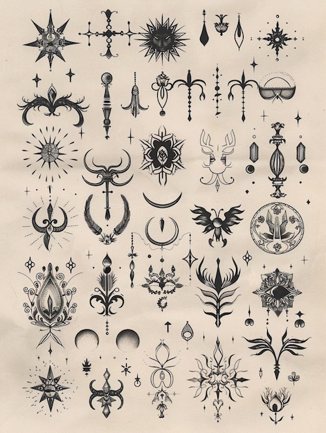 a drawing of a bunch of tattoos generative ai