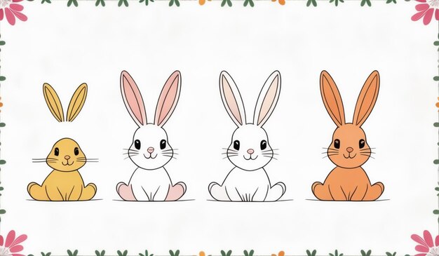 Photo a drawing of a bunny and a rabbit on a white background