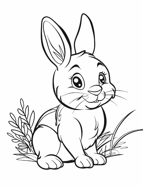 a drawing of a bunny rabbit with a flower in the corner