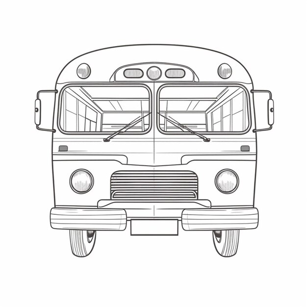 Photo a drawing of a bus with a front view of the front generative ai