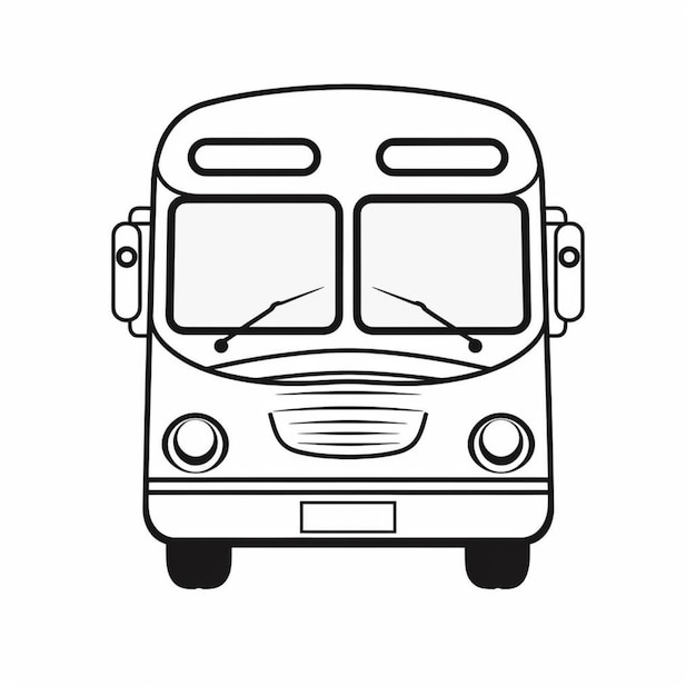 A drawing of a bus with a front window and a front door generative ai