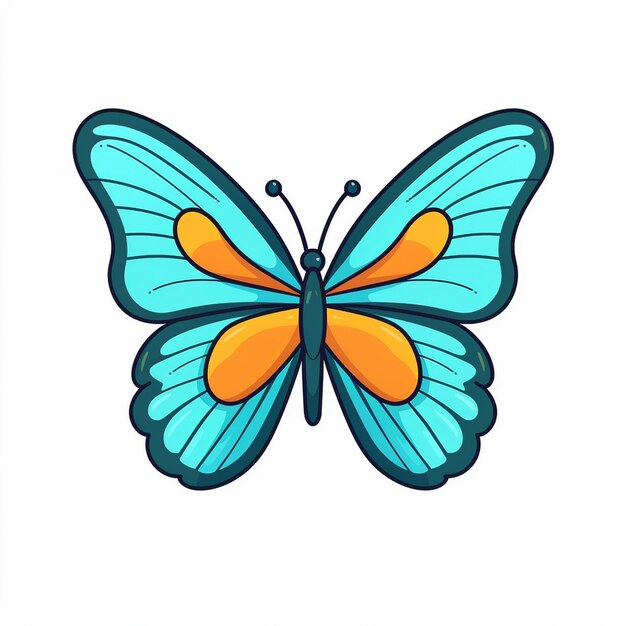 Photo a drawing of a butterfly with blue and orange colors
