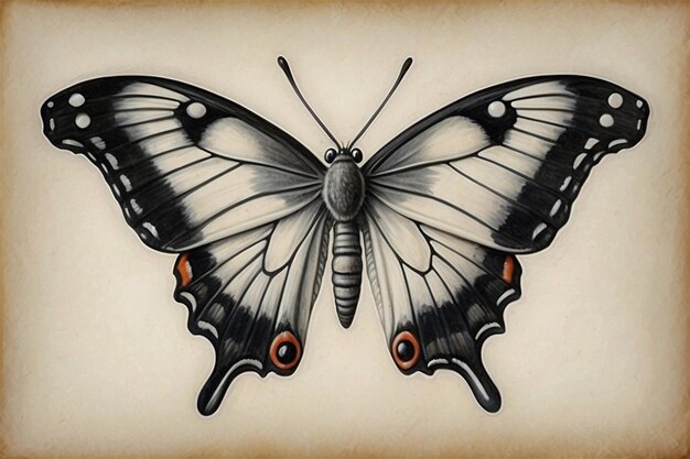 a drawing of a butterfly with a butterfly on it