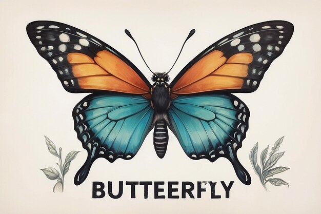 A drawing of a butterfly with the word butterfly on it