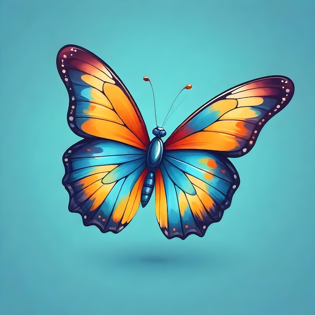 a drawing of a butterfly with yellow and blue colors