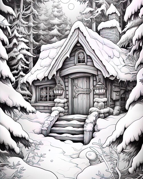 Photo a drawing of a cabin with a door that says  the door