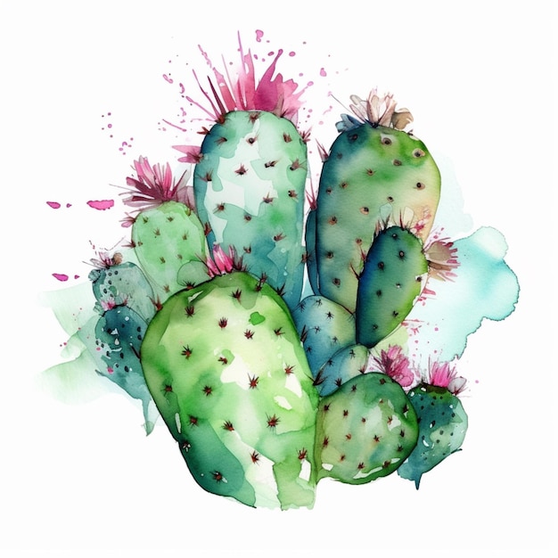 A drawing of a cactus with green and red spots.