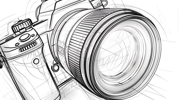 Photo a drawing of a camera with a black and white drawing