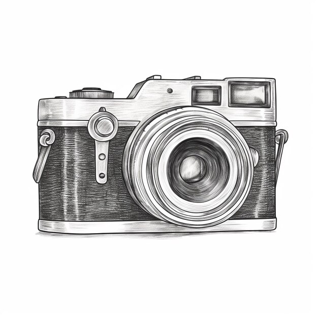 Photo a drawing of a camera with a lens on it generative ai