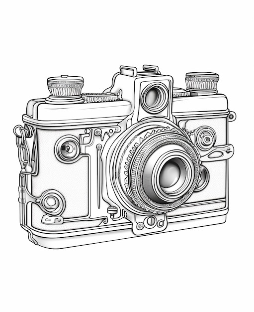 Photo a drawing of a camera with a lens on it generative ai
