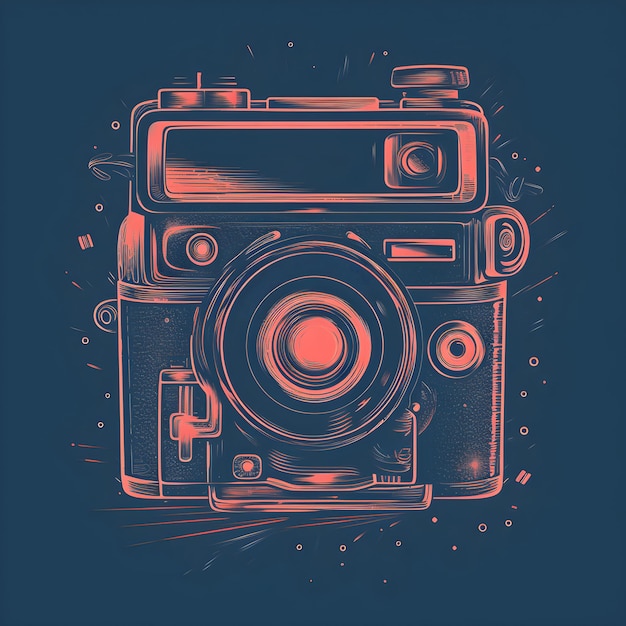 A drawing of a camera