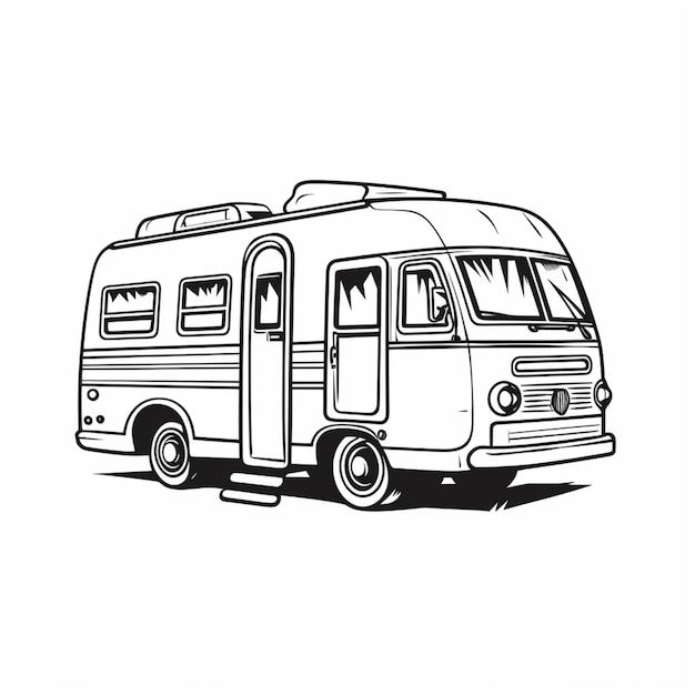 Photo a drawing of a camper van with a door open generative ai