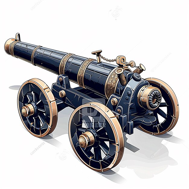 Photo a drawing of a cannon with the number 3 on the front