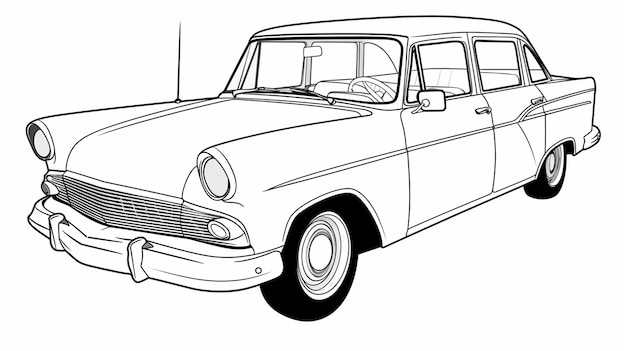 drawing of a car black and white