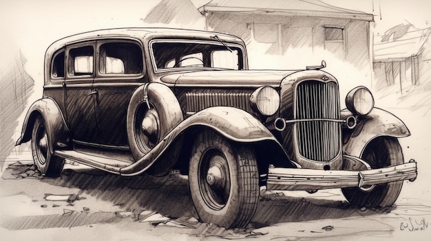 A drawing of a car from the year 2000.