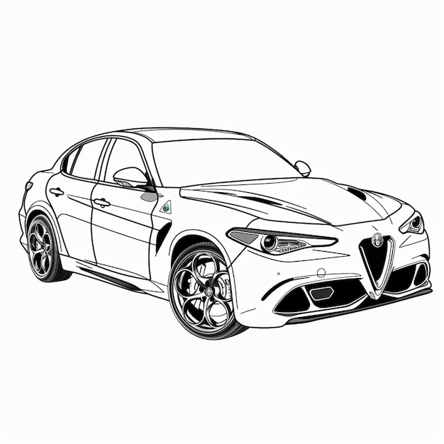 Photo a drawing of a car with a front bumper and a hood generative ai