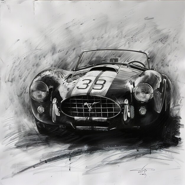 Photo a drawing of a car with the number 66 on it