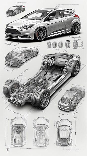 Foto un disegno di una macchina con la parola auto sul lato