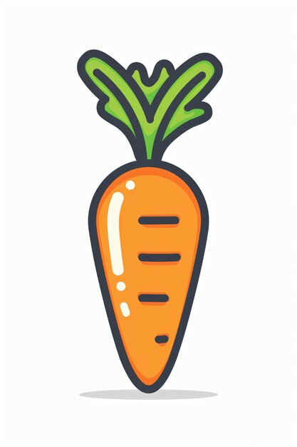a drawing of a carrot with a green top and orange on it