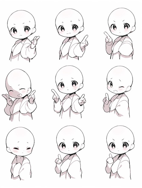 Premium AI Image  A drawing of a cartoon character with different  expressions generative ai