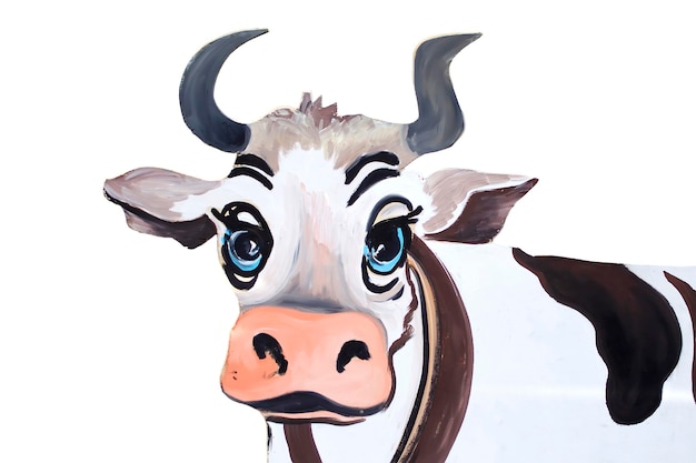 Drawing of a cartoon cow on a white background