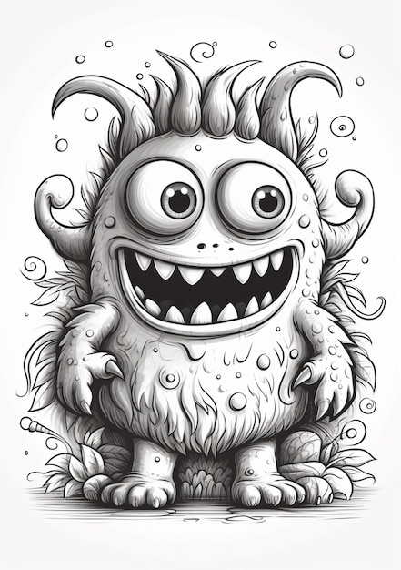 a drawing of a cartoon monster with big eyes and a big smile generative ai