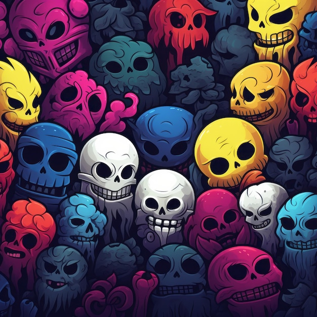 drawing cartoon skulls background