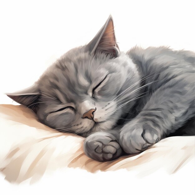 a drawing of a cat sleeping on a blanket