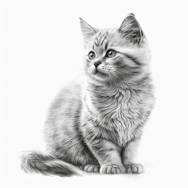 A drawing of a cat that is titled cat