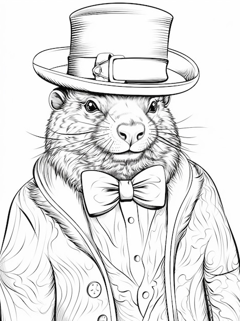 a drawing of a cat wearing a hat and a suit generative ai